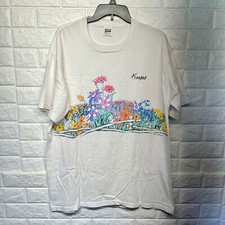 Vintage 1990 Kansas Floral AOP Graphic Single Stitch Made In USA T Shirt XL EUC