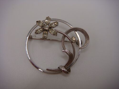 VINTAGE SIGNIERTE KREMENTZ BROSCHE SILBERFARBEN STRASS BLUMENWIRBEL NACHLASS - Bild 2 von 13