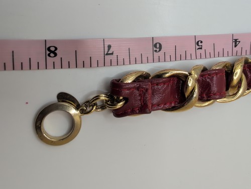 Tommassini Red Leather GoldTone Chain Crystal Embellished Bracelet - Picture 3 of 5