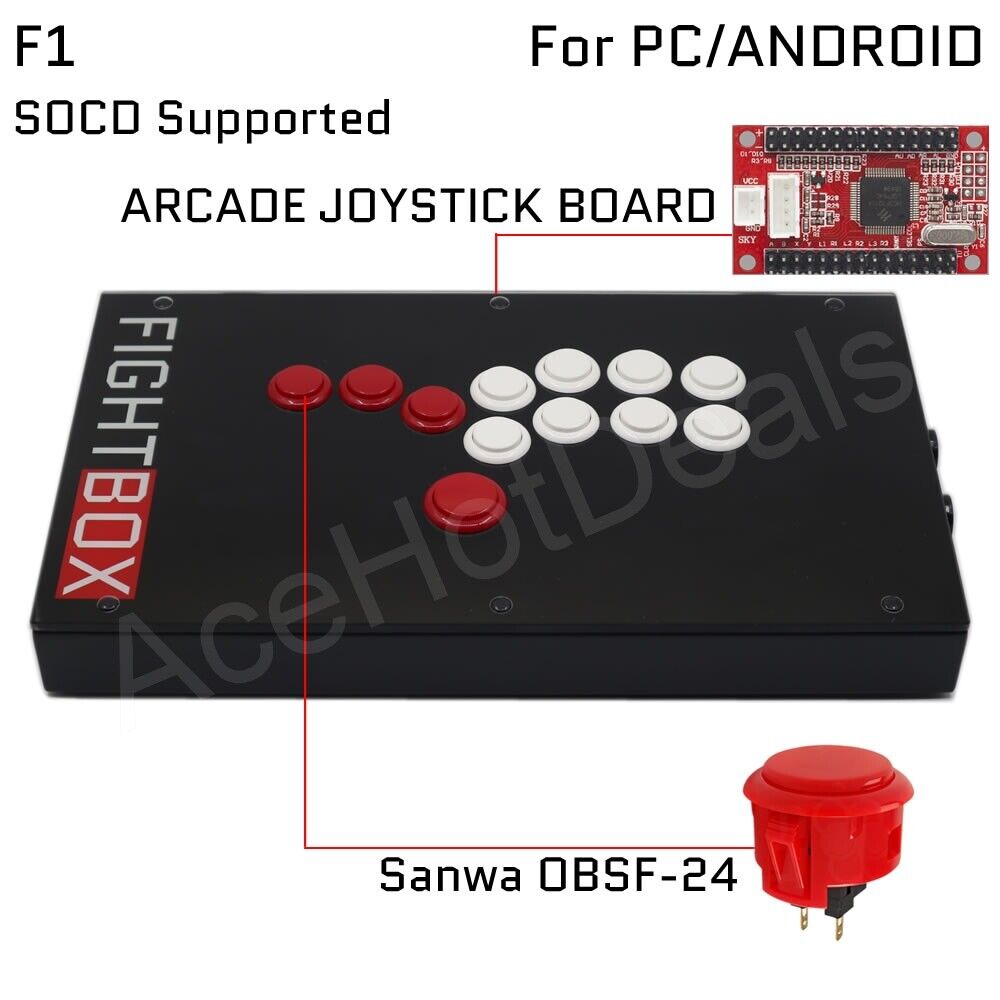 F1 All Buttons Hitbox Arcade Joystick Game Controller PS4/PS3/Xbox/PC Black