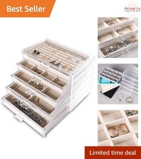Large Acrylic Jewelry Box for Women Girls 5 Layers Organizer with Drawers