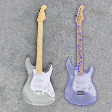 Electric Guitar Kit Acrylic Body Maple Neck 22 Fret SSS Pickups Blue LED Light