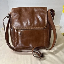 Giani Bernini Genuine Leather Cross Body Purse. Brown Shoulder Bag. 8.5X9X3”