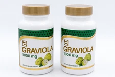 2xGraviola Guanábana 1000mg Annona Extract 120 Natural Caps Antioxidant exp 2027