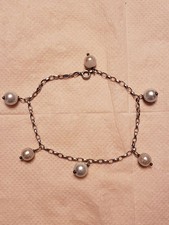 1 tolles Silber - Armband mit 6 Perlen Echt 925 Silber Länge:19 cm B:2 /N21/(9) 