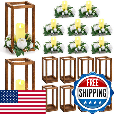 Sabary 30 Pcs Eucalyptus Wedding Lanterns Centerpiece Include Wooden Candle
