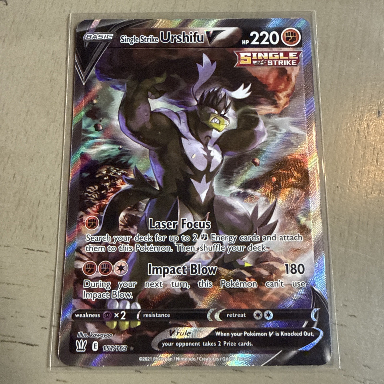 Pokemon TCG Single Strike Urshifu V 151/163 Swsh05: Battle Styles Holo