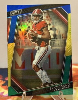 2023 Panini THE NATIONAL VIP Bryce Young BLUE YELLOW GREEN 9/25 SSP #62 ALABAMA