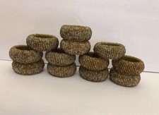 Pier 1 Gold Brown Amber Beaded Napkin Rings Set Of 12
