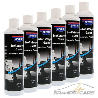 6x 500ml PRESTO STOSSSTANGENGLANZ STOSSSTANGEN GLANZ KUNSTSTOFF PLASTIK PFLEGE