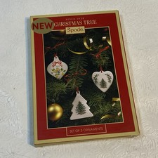 Spode Christmas Tree 2012 Set of 3 Ornaments in Box Dated Heart Tree Partridge
