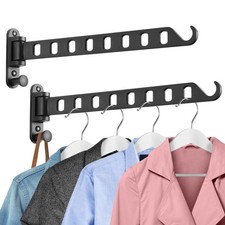Laundry Drying Rack Wall Mounted Hanger Swing Arm 8-Hole Black 2 Pack