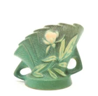 Roseville Pottery Green Peony Flower Frog 47 Vintage 1940's