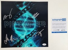 Disturbed Evolution Album LP Signed Rare 12x12 Flat Photo ACOA