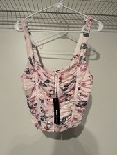 NWT Women Fashion Nova Sent From Heaven Floral Corset Top- Pink/combo Size Large