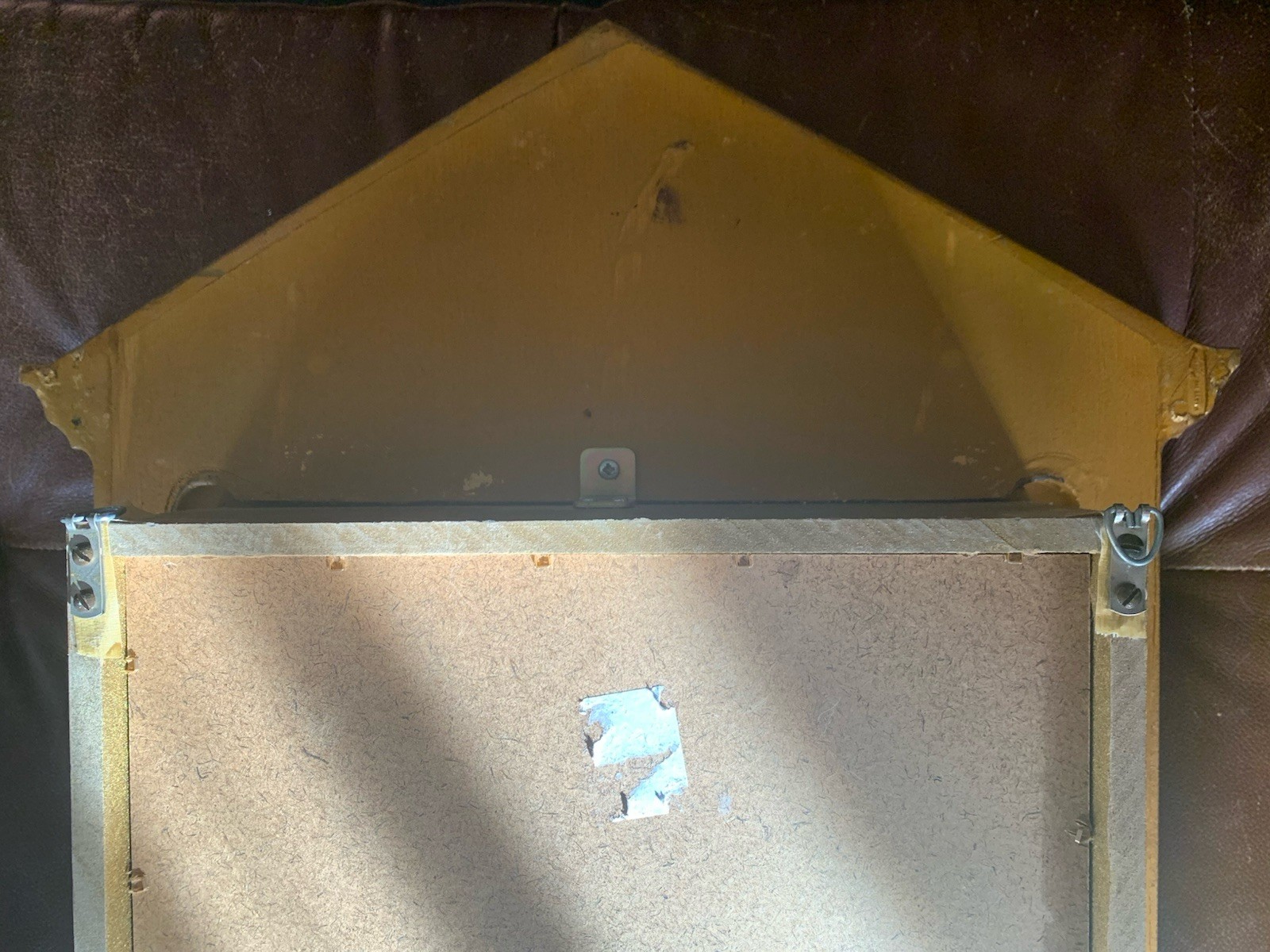 Italian Gold Greek Pediment Display Case Curio Cabinet Shelves w/Mirrored Back