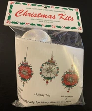 Vtg Merri Mac Kits "Holiday Trio" Sequined Christmas Ornament Kit Mary Maxim NEW