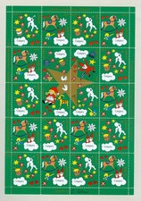 Denmark 2002 Christmas Sheet Danish Church Calgary. Santa,Flag,Horse,Stars,Deco.