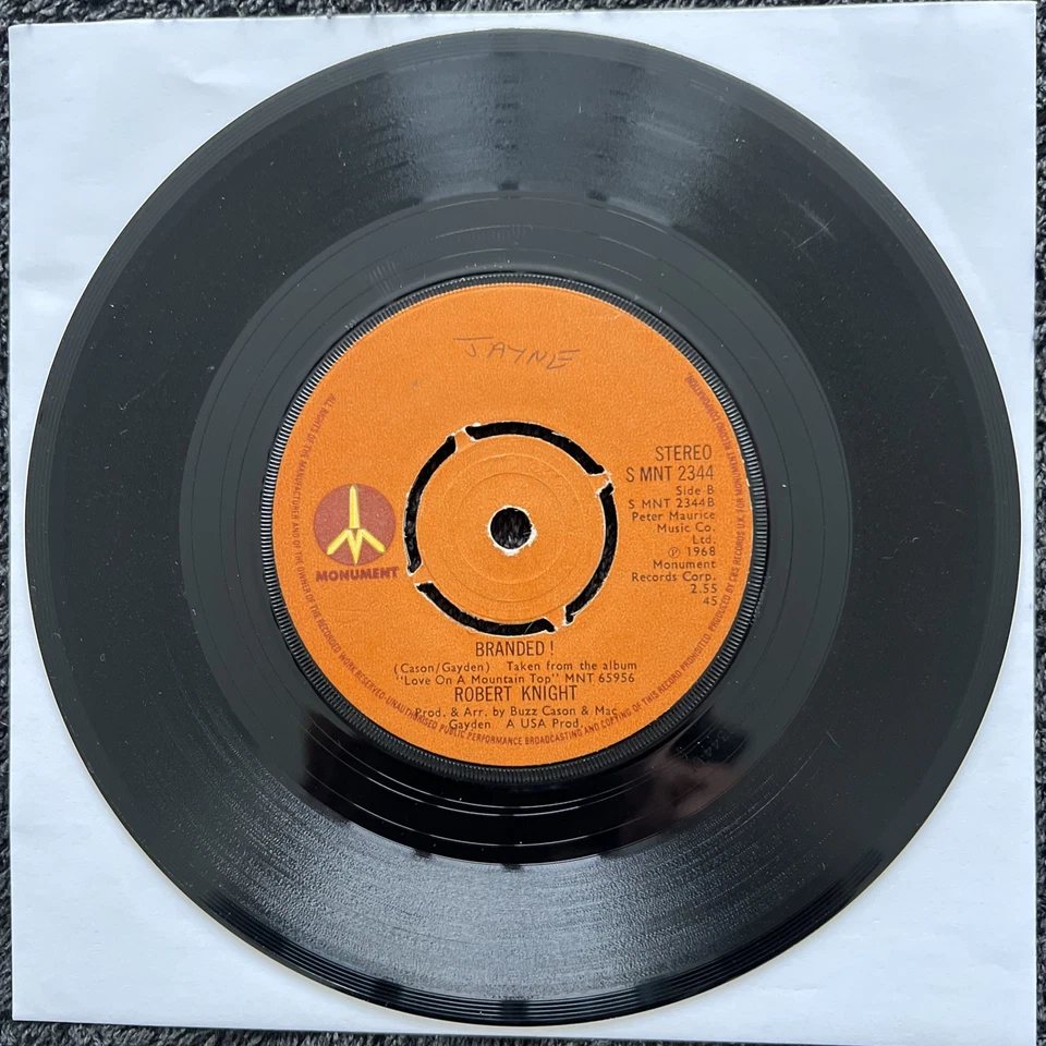 Robert Knight ‎– Branded 7'' Vinyl CLEANED/TESTED VG VIDEO CLIP NORTHERN SOUL - Image 2 of 4