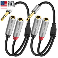 2-Pack 1/4 Inch TRS Stereo Splitter Y Adapter, 6.35Mm Stereo Male to Dual 6.35 M