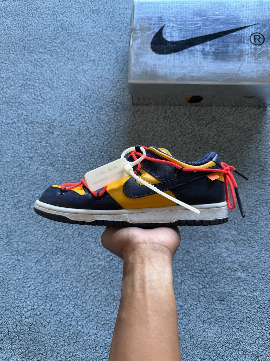 Nike Dunk Low Off-White University Gold Michigan Size 8 MEN Pre