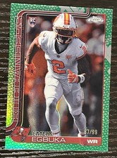 2025 Topps Chrome NFL Emeka Egbuka Green Leather Football Refractor /99 RC #312 