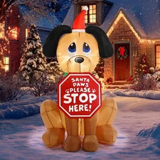 Leyndo 5 ft Schnauzer Christmas Inflatables Outdoor Decorations Xmas Dog Blow