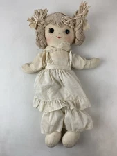 Vintage Rag Doll Emma Lee by Gund 1979 White Pinafore Dress Cloth Doll