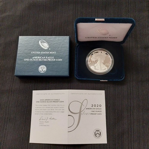 2020-S American Eagle Silver Proof Dollar 1 oz. Bullion Coin with Box & COA