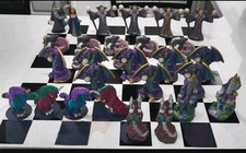Set Scacchi Mago Drago Fantasia Medievale 32pz Ceramica Dipinta a Mano Senza Tavola