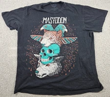 Mastodon 2015 World Tour Totem Skull Concert T-Shirt Size XL Black 100% Cotton