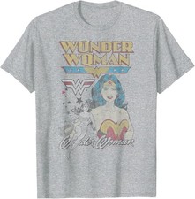 NEW- Women's Size Medium DC Comics Wonder Woman Vintage Cotton Gray T-Shirt