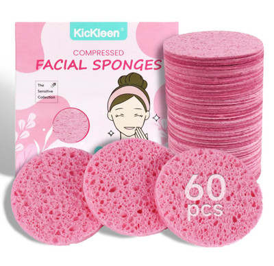 60-Count Compressed Facial Sponges 100% Natural Makeup And Mask Removal Skin Mas