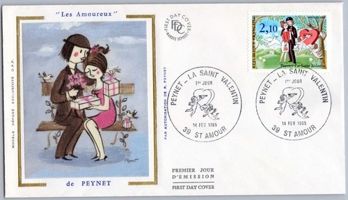 France FDC St-Amour 1985 Peynet Les Amoureux Saint Valentin