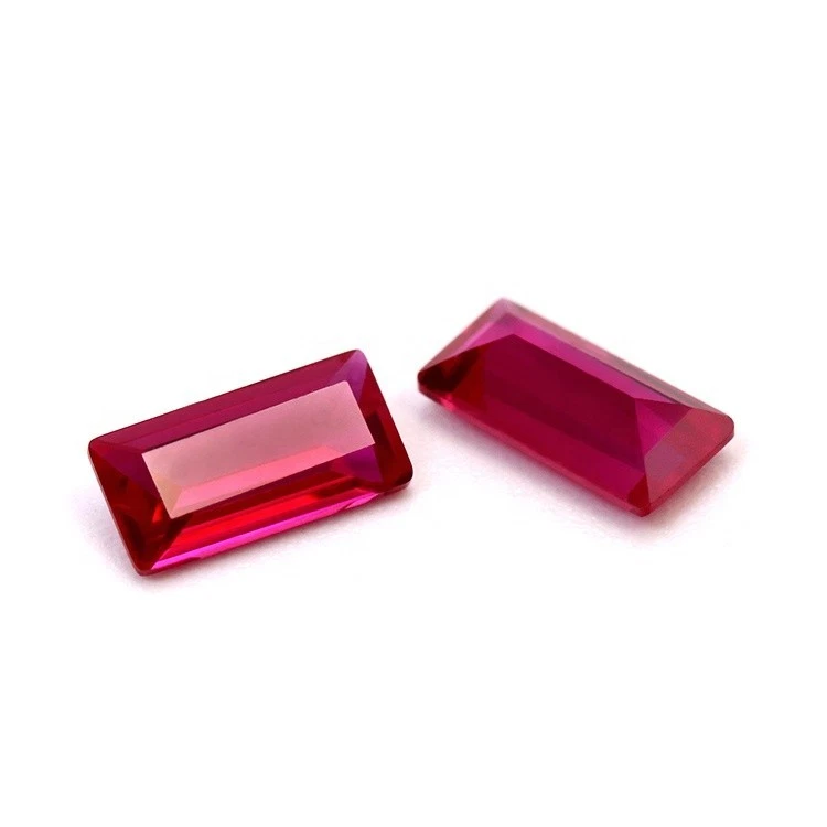 Baguette Fine Cut Lab Created Synthetic Ruby Loose Gemstone For Assorted Jewelry - Image 3 of 4