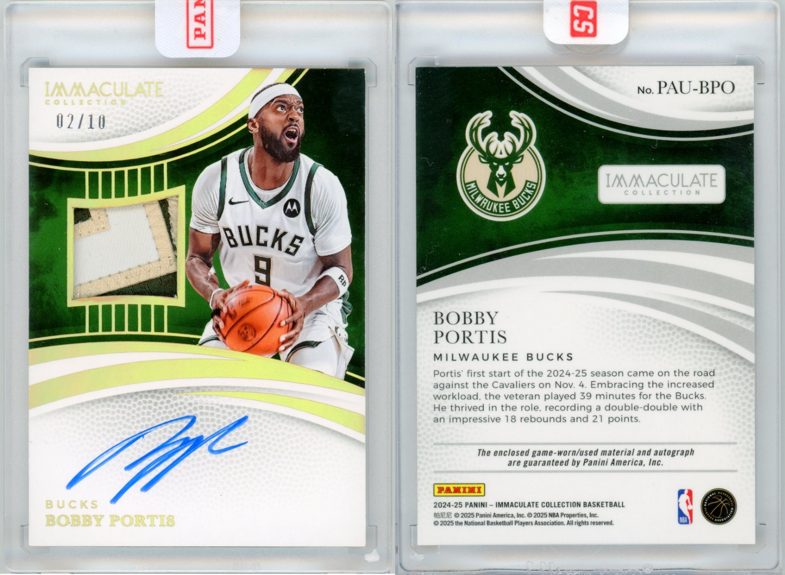 2024-25 Panini Immaculate | Bobby Portis Patch Auto Gold | 02/10 #PAU-BPO view 2