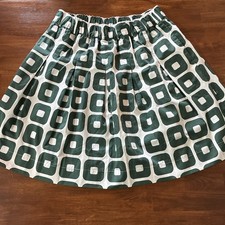 Boden Geometric Quality Cotton Elastic Waisted Skirt with pockets