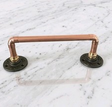 Copper Pipe Mounted Hand Towel Roll Holder | Iron Wall Mount - Industrial 33cm