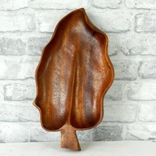 Vintage Retro 1960s Fruit  Snack Bowl Leaf Shaped Mid Century Monkey Pod