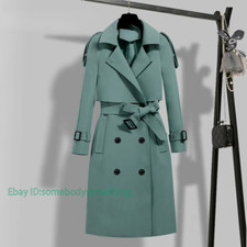 Spring Autumn Women's Windbreaker Long Trench Coat Waist Slim Outwear Overcoat