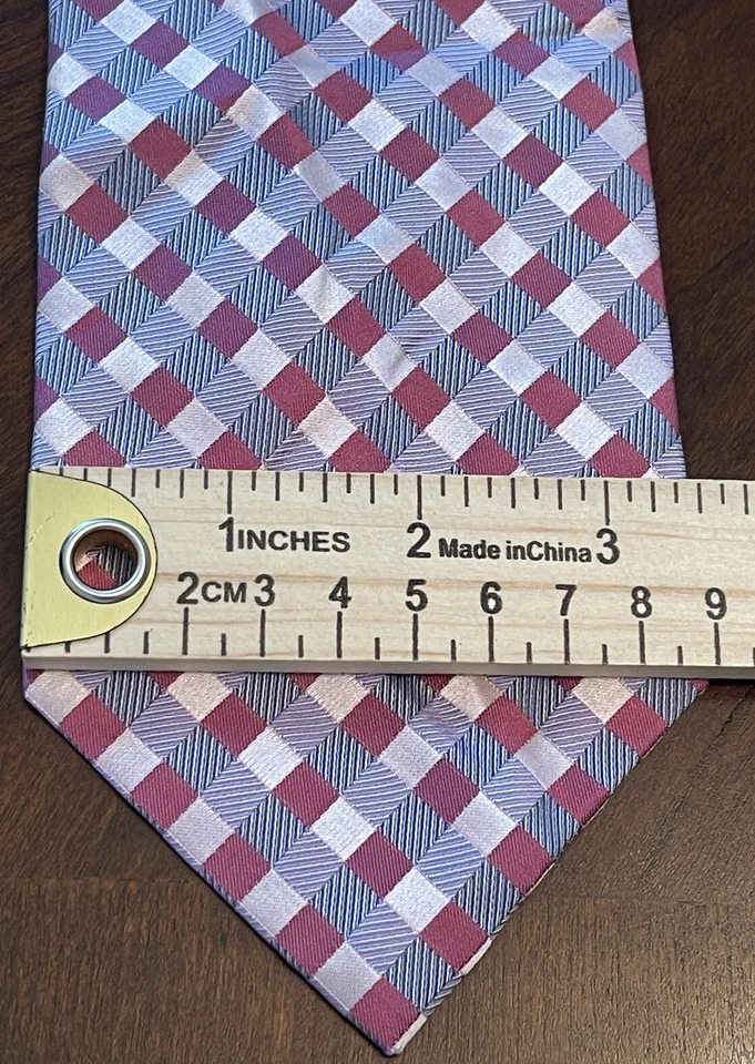 Галстук мужской Merona розовый синий 100% шелк сделано в Китае - Изображение 4 из 4