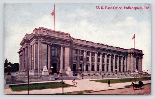 c1910 Post Office~Indianapolis Indiana~Posted & Stamped~Antique ID Postcard - Afbeelding 1 van 2