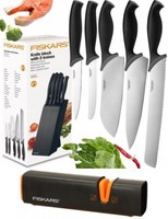 Fiskars Messerblock, 5 KÜChenmesser + MesserschÄRfer, Messer, Messern, Neu, Ovp