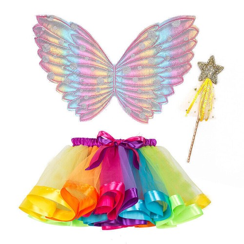 Girls Butterfly Wing Costume Fancy Dress up Fairy Princess Kids for Party Pink - Bild 13 von 17
