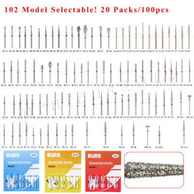 20Packs SANDENT Dental Diamond Burs For High Speed Handpiece Friction Grip 1.6mm