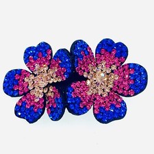 USA FLOWER Hair Clip Hairpin use Swarovski Crystal Elegant Blue Pink Brown L24