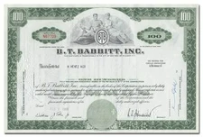 B. T. Babbitt, Inc. Stock Certificate