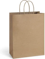 Sale 250 pcs Natural Kraft Paper Bags with Handles 10x7x12 Shopping Bags