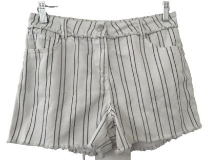 MATALAN.  ELFENBEIN GESTREIFTE SOMMERSHORTS AUS BAUMWOLLCANVAS.  GR 10