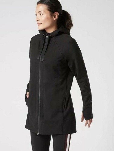 Athleta schwarze Triumph Long Hoodie Jacke Fleece gefüttert Gr. Medium #486249 NEU - Bild 4 von 4